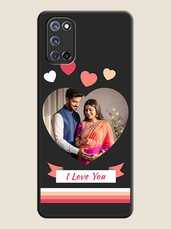 Custom Love Shaped Photo with Colorful Stripes on Personalised Space Black Soft Matte Cases - Oppo A52