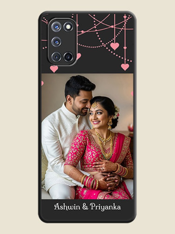 Custom Pink Love Hangings with Text on Space Black Custom Soft Matte Back Cover - Oppo A52