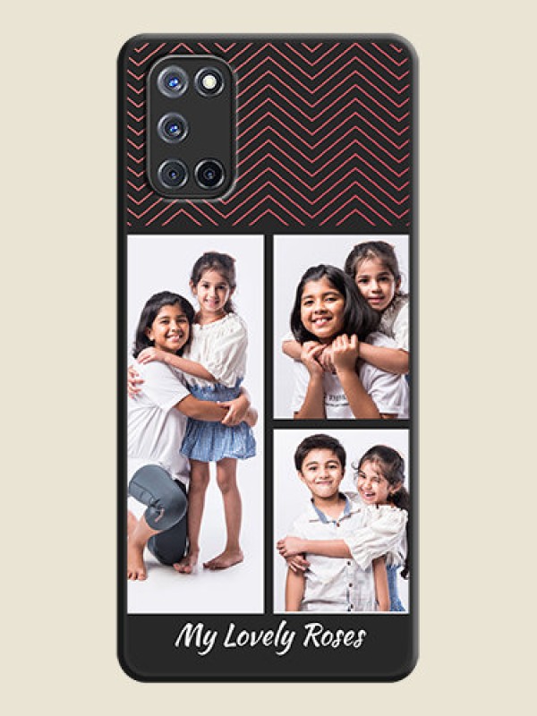 Custom Wave Pattern with 3 Image Holder on Space Black Custom Soft Matte Back Cover - Oppo A52