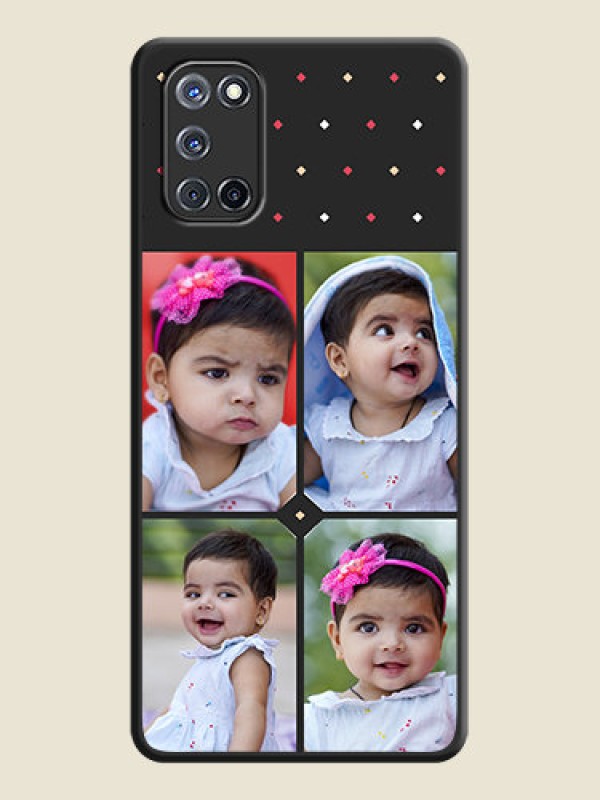 Custom Multicolor Dotted Pattern with 4 Image Holder on Space Black Custom Soft Matte Phone Cases - Oppo A52
