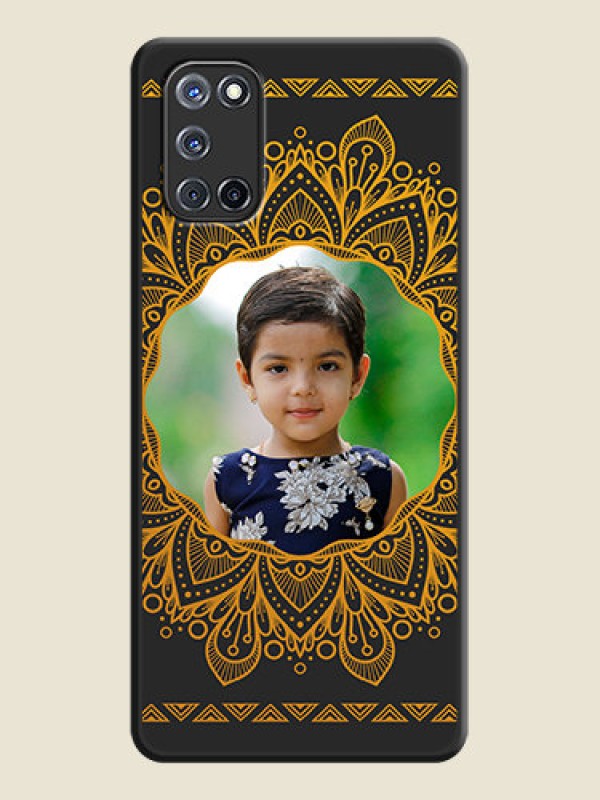 Custom Round Image with Floral Design on Photo on Space Black Soft Matte Mobile Cover - Oppo A52