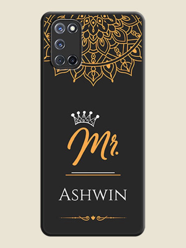 Custom Mr Name with Floral Design  on Personalised Space Black Soft Matte Cases - Oppo A52