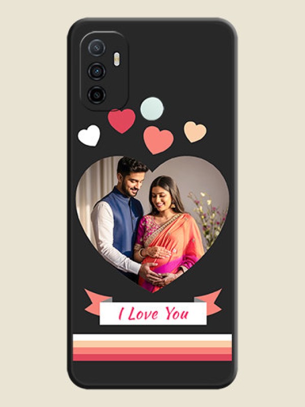 Custom Love Shaped Photo with Colorful Stripes on Personalised Space Black Soft Matte Cases - Oppo A53 2020