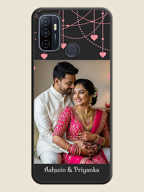 Custom Pink Love Hangings with Text on Space Black Custom Soft Matte Back Cover - Oppo A53 2020