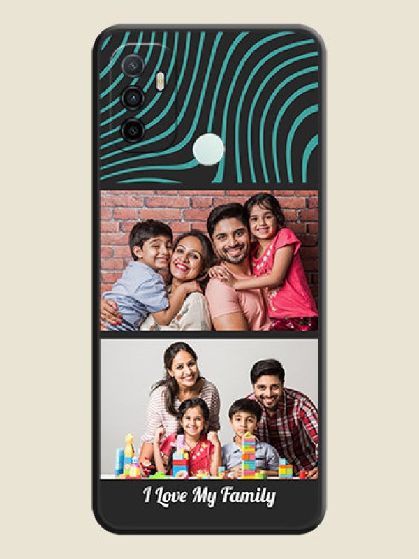 Custom Wave Pattern with 2 Image Holder on Space Black Personalized Soft Matte Phone Covers - Oppo A53 2020