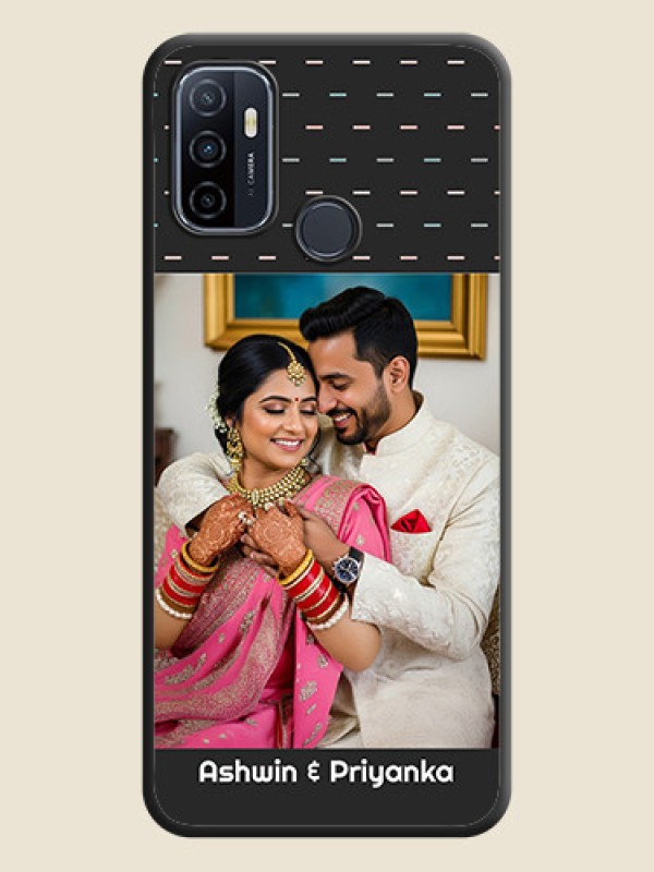 Custom Line Pattern Design with Text on Space Black Custom Soft Matte Phone Back Cover - Oppo A53 2020