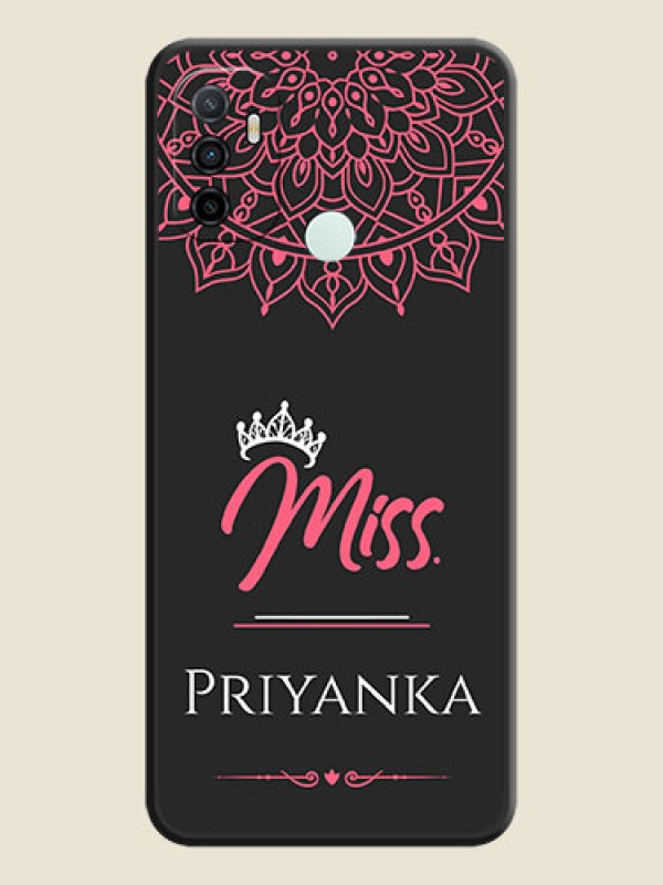 Custom Mrs Name with Floral Design on Space Black Personalized Soft Matte Phone Covers - Oppo A53 2020