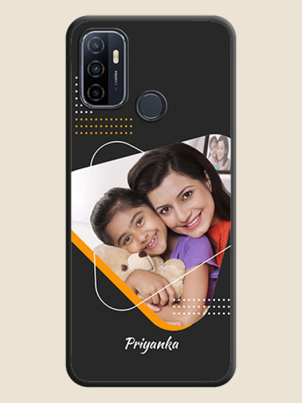 Custom Yellow Triangle on Photo on Space Black Soft Matte Phone Cover - Oppo A53 2020