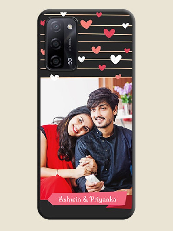 Custom Love Pattern with Name on Pink Ribbon  on Photo on Space Black Soft Matte Back Cover - Oppo A53s 5G