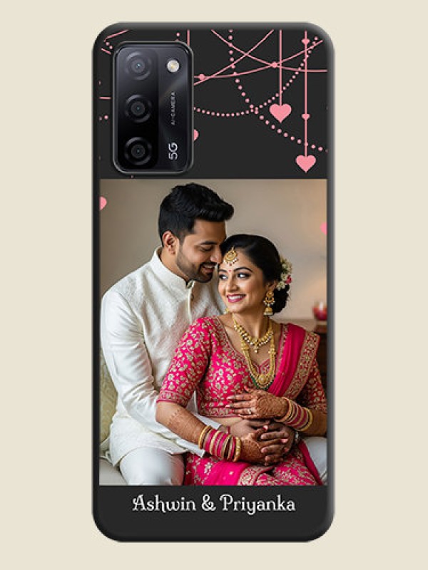 Custom Pink Love Hangings with Text on Space Black Custom Soft Matte Back Cover - Oppo A53s 5G