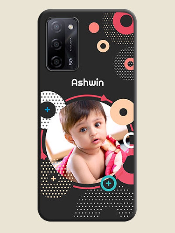 Custom Multicoloured Round Image on Personalised Space Black Soft Matte Cases - Oppo A53s 5G