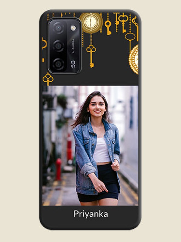Custom Decorative Design with Text on Space Black Custom Soft Matte Back Cover - Oppo A53s 5G