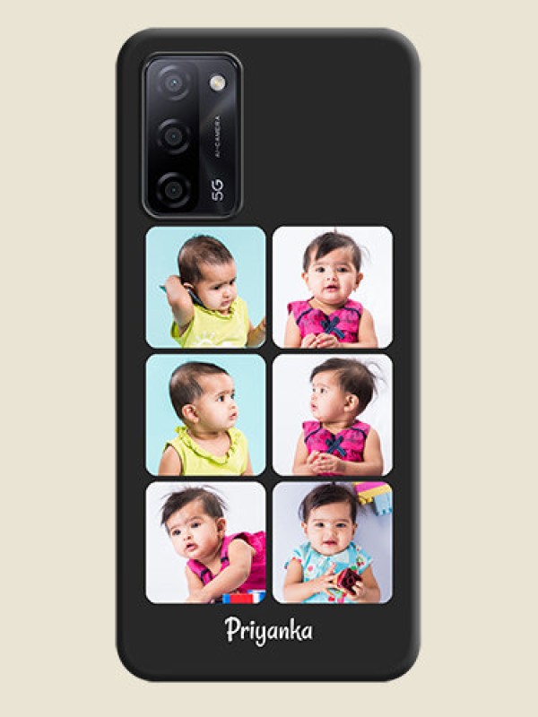 Custom Floral Art with 6 Image Holder on Photo on Space Black Soft Matte Mobile Case - Oppo A53s 5G