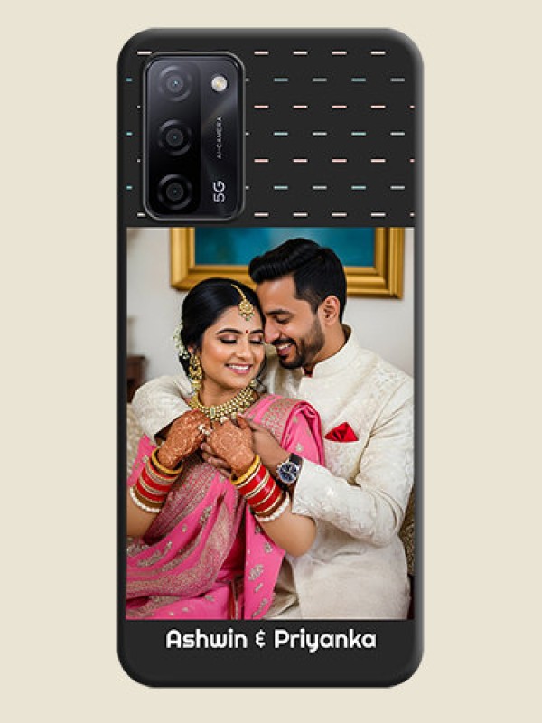 Custom Line Pattern Design with Text on Space Black Custom Soft Matte Phone Back Cover - Oppo A53s 5G