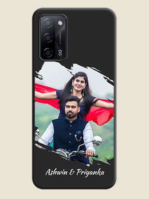 Custom Grunge Brush Strokes on Photo on Space Black Soft Matte Back Cover - Oppo A53s 5G