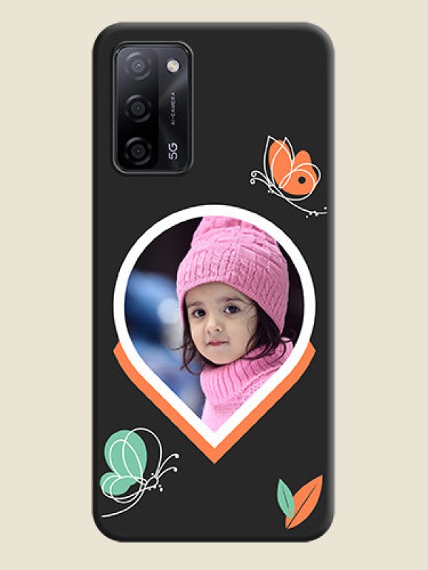 Custom Upload Pic With Simple Butterly Design On Space Black Personalized Soft Matte Phone Covers -Oppo A53S 5G