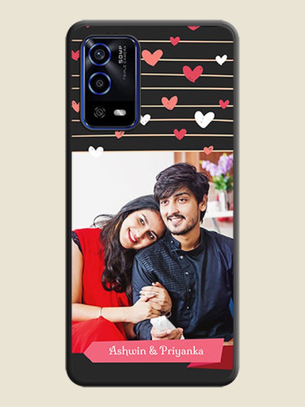 Custom Love Pattern with Name on Pink Ribbon  on Photo on Space Black Soft Matte Back Cover - Oppo A55