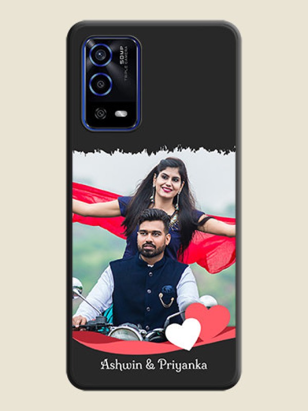 Custom Pin Color Love Shaped Ribbon Design with Text on Space Black Custom Soft Matte Phone Back Cover - Oppo A55