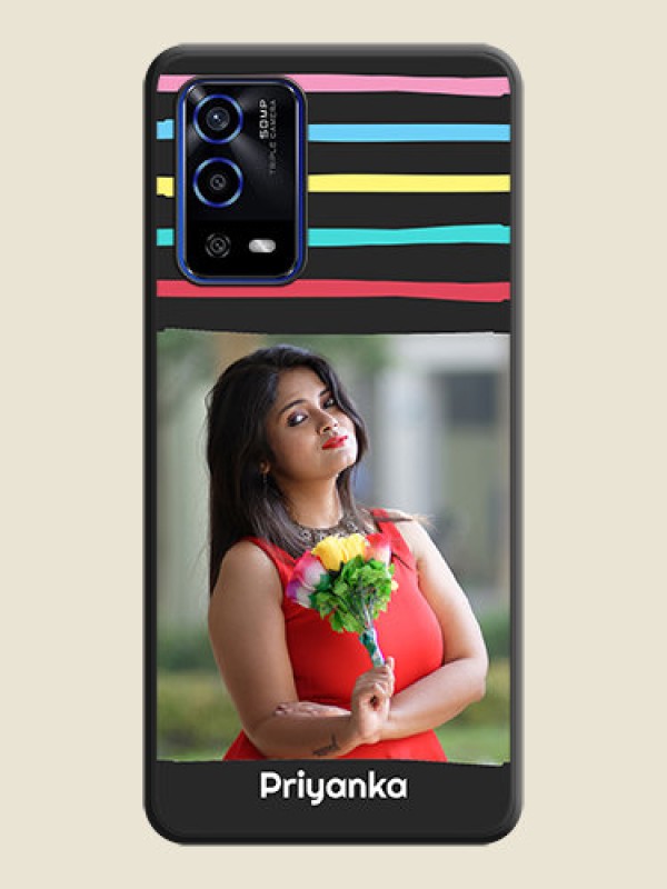 Custom Multicolor Lines with Image on Space Black Personalized Soft Matte Phone Covers - Oppo A55