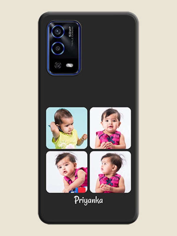 Custom Floral Art with 6 Image Holder on Photo on Space Black Soft Matte Mobile Case - Oppo A55