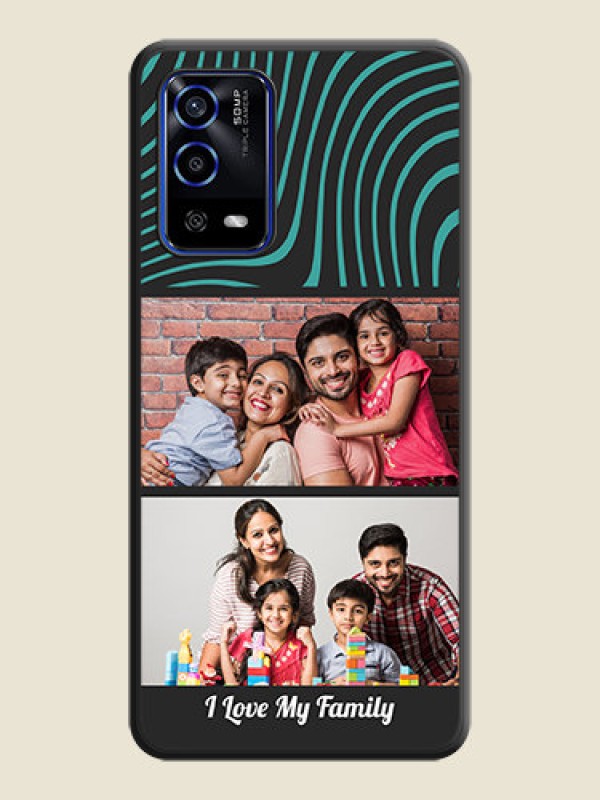 Custom Wave Pattern with 2 Image Holder on Space Black Personalized Soft Matte Phone Covers - Oppo A55