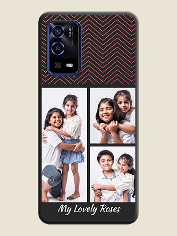 Custom Wave Pattern with 3 Image Holder on Space Black Custom Soft Matte Back Cover - Oppo A55