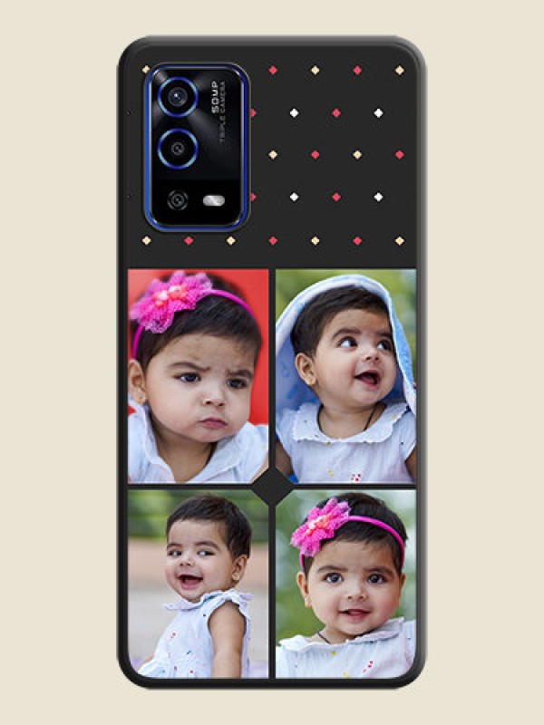 Custom Multicolor Dotted Pattern with 4 Image Holder on Space Black Custom Soft Matte Phone Cases - Oppo A55
