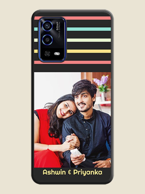 Custom Color Stripes with Photo and Text on Photo on Space Black Soft Matte Mobile Case - Oppo A55