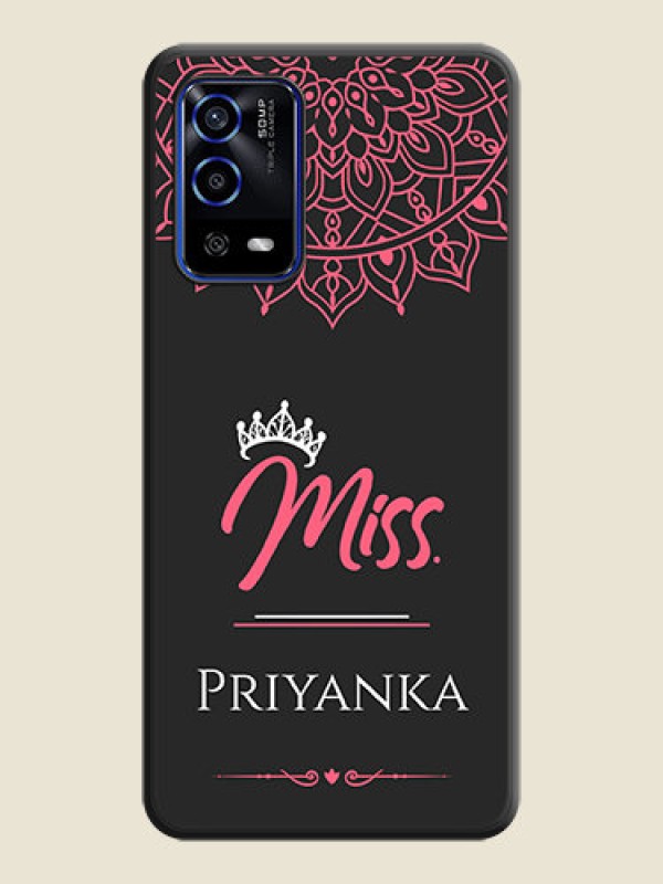 Custom Mrs Name with Floral Design on Space Black Personalized Soft Matte Phone Covers - Oppo A55