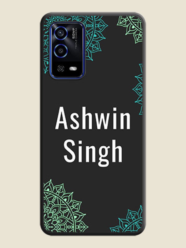 Custom Your Name with Floral Design on Space Black Custom Soft Matte Back Cover - Oppo A55