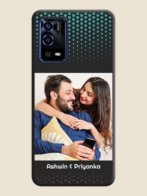 Custom Faded Dots with Grunge Photo Frame and Text on Space Black Custom Soft Matte Phone Cases - Oppo A55