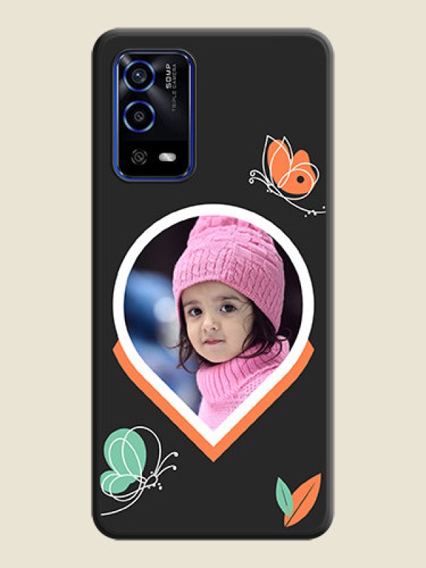 Custom Upload Pic With Simple Butterly Design On Space Black Personalized Soft Matte Phone Covers -Oppo A55