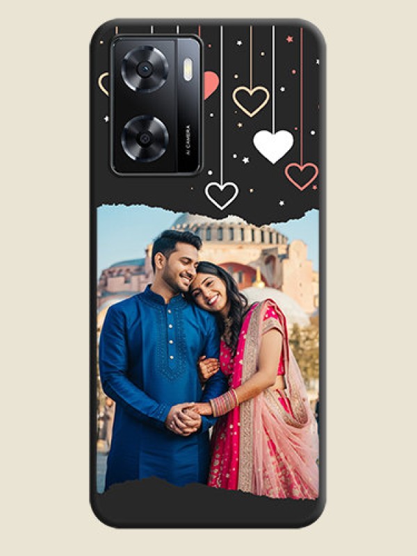 Custom Love Hangings with Splash Wave Picture on Space Black Custom Soft Matte Phone Back Cover - Oppo A57 2022