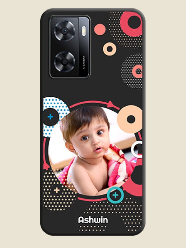 Custom Multicoloured Round Image on Personalised Space Black Soft Matte Cases - Oppo A57 2022