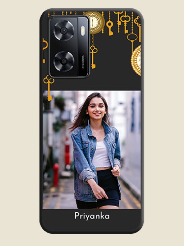 Custom Decorative Design with Text on Space Black Custom Soft Matte Back Cover - Oppo A57 2022