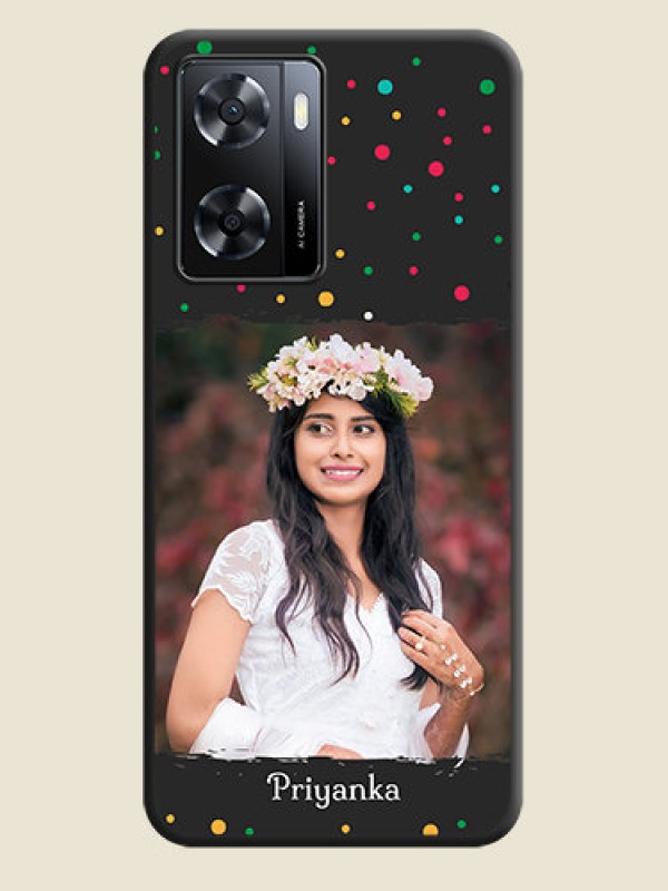 Custom Multicolor Dotted Pattern with Text on Space Black Custom Soft Matte Phone Back Cover - Oppo A57 2022