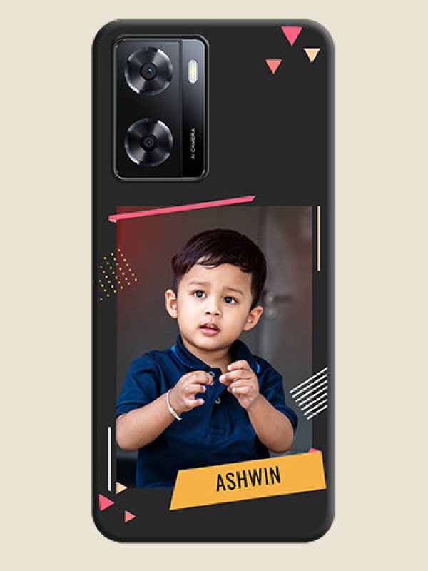 Custom Photo Frame with Triangle Small Dots on Photo on Space Black Soft Matte Back Cover - Oppo A57 2022