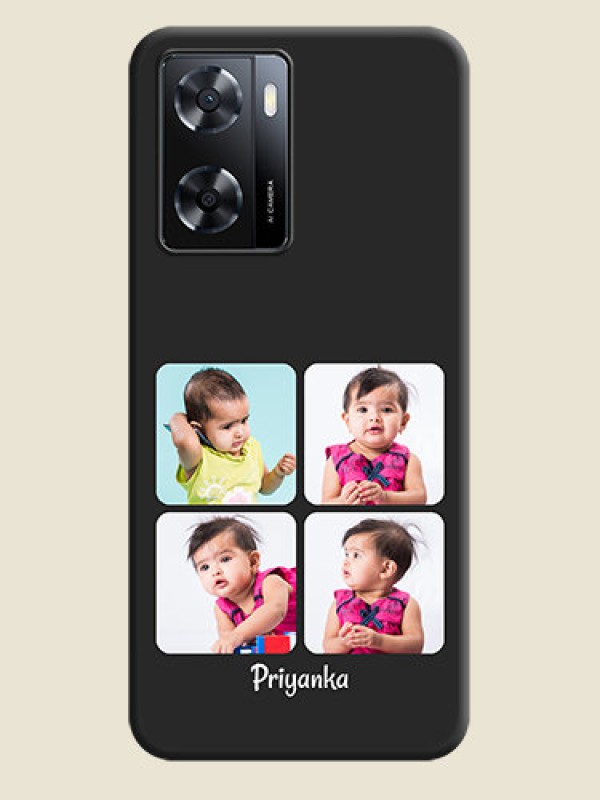 Custom Floral Art with 6 Image Holder on Photo on Space Black Soft Matte Mobile Case - Oppo A57 2022