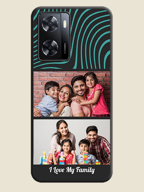 Custom Wave Pattern with 2 Image Holder on Space Black Personalized Soft Matte Phone Covers - Oppo A57 2022