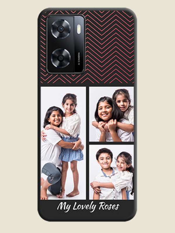 Custom Wave Pattern with 3 Image Holder on Space Black Custom Soft Matte Back Cover - Oppo A57 2022