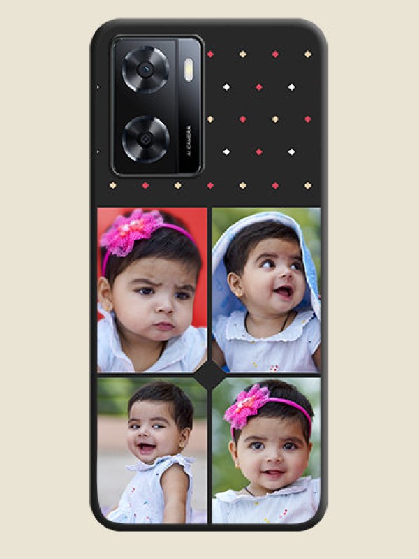 Custom Multicolor Dotted Pattern with 4 Image Holder on Space Black Custom Soft Matte Phone Cases - Oppo A57 2022
