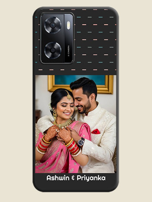 Custom Line Pattern Design with Text on Space Black Custom Soft Matte Phone Back Cover - Oppo A57 2022