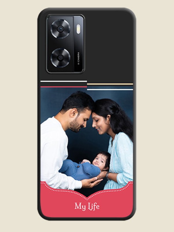 Custom Classic Plain Design with Name on Photo on Space Black Soft Matte Phone Cover - Oppo A57 2022