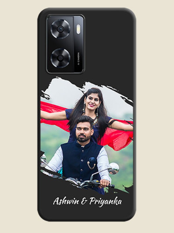 Custom Grunge Brush Strokes on Photo on Space Black Soft Matte Back Cover - Oppo A57 2022