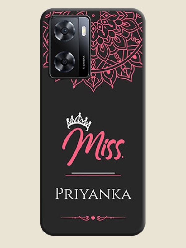 Custom Mrs Name with Floral Design on Space Black Personalized Soft Matte Phone Covers - Oppo A57 2022