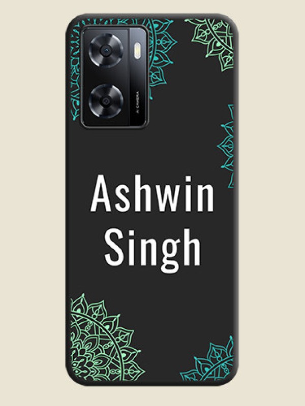 Custom Your Name with Floral Design on Space Black Custom Soft Matte Back Cover - Oppo A57 2022