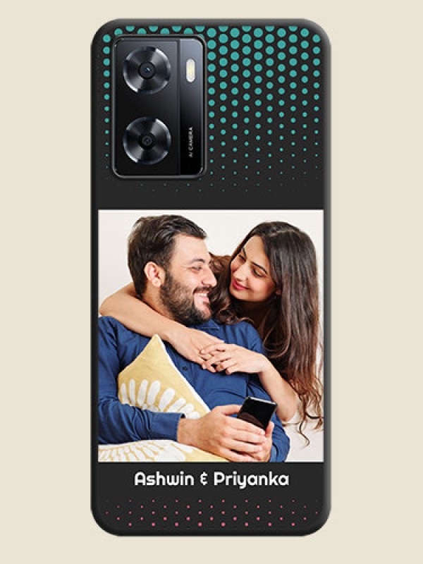 Custom Faded Dots with Grunge Photo Frame and Text on Space Black Custom Soft Matte Phone Cases - Oppo A57 2022