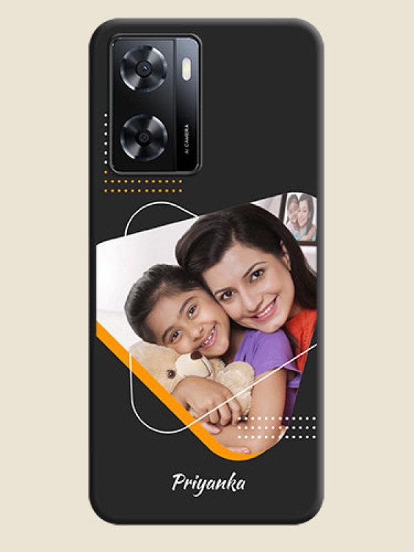 Custom Yellow Triangle on Photo on Space Black Soft Matte Phone Cover - Oppo A57 2022