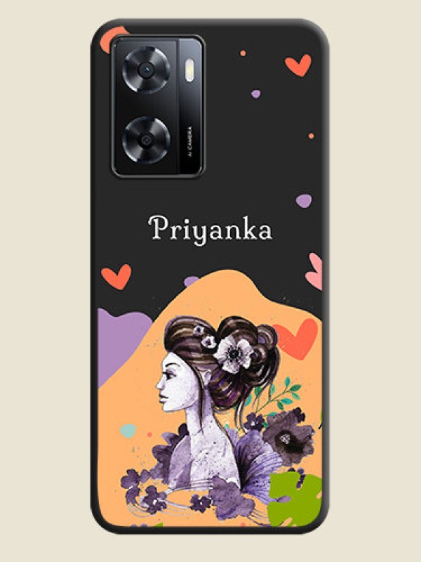 Custom Namecase For Her With Fancy Lady Image On Space Black Personalized Soft Matte Phone Covers -Oppo A57 2022