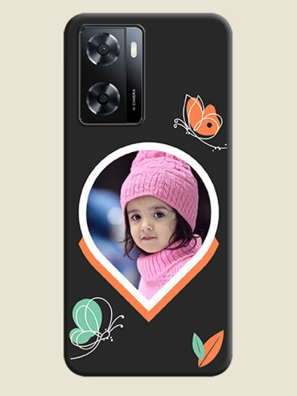 Custom Upload Pic With Simple Butterly Design On Space Black Personalized Soft Matte Phone Covers -Oppo A57 2022